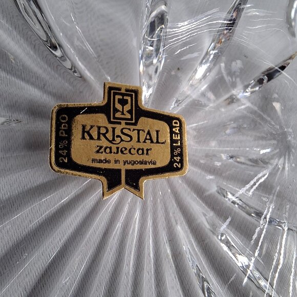 New Kristal Zajecar Vtg 24% Lead Crystal 2 Hearts Together Box W Lid Trinket Box - Picture 5 of 11